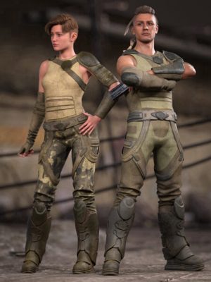 Desert Guard Sci-Fi Outfit for Genesis 9-《创世纪9》的沙漠守卫科幻套装