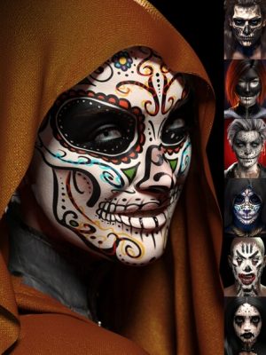 Halloween Face Paintings LIE for Genesis 9-万圣节脸部画为创世纪9