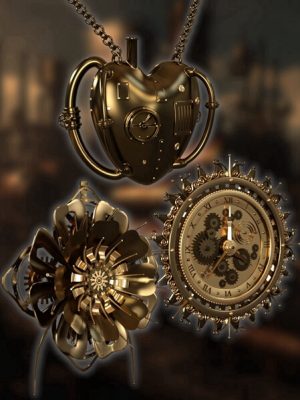 Steampunk Pendant, Brooch and Earrings for G9-蒸汽朋克吊坠，胸针和耳环为9