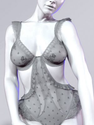 X Fashion Lace Frill Trims Bodysuit for Genesis 9-时尚花边褶边为创世纪9修剪紧身衣