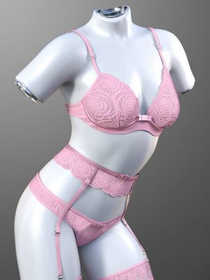 X-Fashion Roses and Bows Lingerie for Genesis 9-时尚玫瑰和蝴蝶创世纪内衣