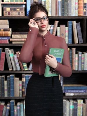 Z Professions Librarian Pose Mega Set for Genesis 9 and 8 Female-职业图书馆员为创世纪9位和8位女性准备了一套巨型套装
