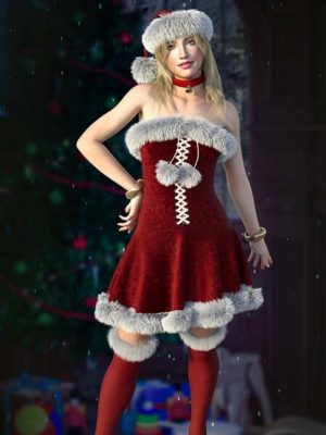 dForce Bethany Christmas Outfit for Genesis 8, 8.1, and 9-宝芬妮圣诞服装为创世纪881，和9
