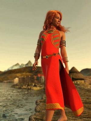 dForce Celtic Style Dress Outfit for Genesis 9-凯尔特风格的礼服服装为创世纪9