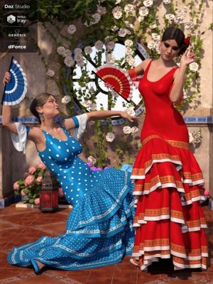 dForce Flamenco Dancer Outfit Textures-弗拉门戈舞者服装纹理