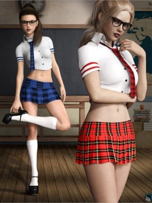 dForce Naughty School Girl Outfit Set for Genesis 8 Females-淘气的女学生套装为创世纪8个女性