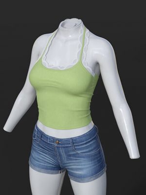 dForce SU Jeans Vest Suit for Genesis 9, 8.1, and 8 Female-牛仔裤背心适合创世纪981和8名女性