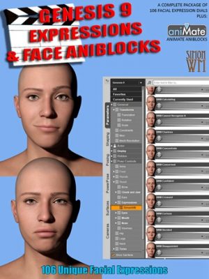 Expressions and Face aniBlocks for Genesis 9-《创世纪9》的表情和面部表情块