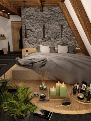 Scandinavian Style A-Frame House AddOn Bedroom and Bathroom-斯堪的纳维亚风格的框架的房子附加在卧室和浴室