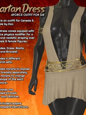 Exnem dForce Spartan Dress for Genesis 8 Female-斯巴达礼服为创世纪8号女性