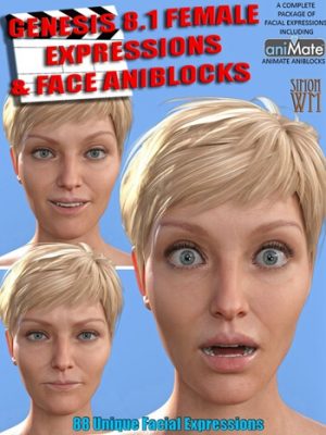 Expressions and Face aniBlocks for Genesis 8.1 Females-创世纪8.1名女性的表达和面部障碍