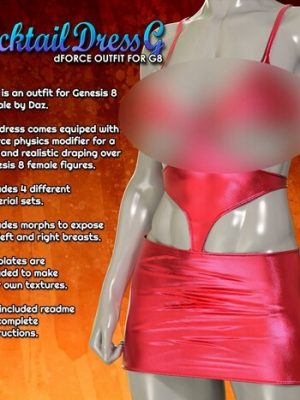 Exnem dForce Cocktail Dress G for Genesis 8 Female-鸡尾酒礼服为创世纪8号女性