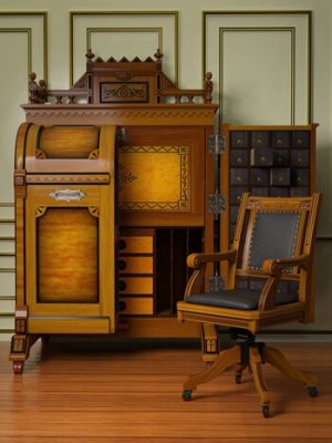 Victorian Desk and Chair-维多利亚时代的桌子和椅子
