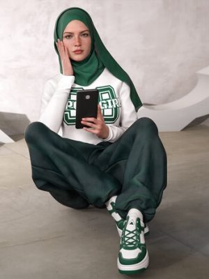dForce Casual Hijab Outfit Texture Add-On-休闲头巾服装纹理附加组件