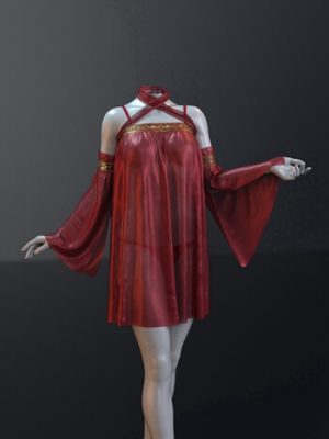 dForce MKTG HongXiu Dress Outfit for Genesis 9, 8.1 and 8 Female-红秀礼服服装为创世纪981和8女