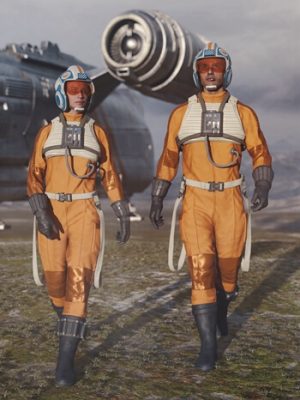 dForce Sci-Fi Pilot Suit for Genesis 9 Rebel Texture Add-On-科幻飞行员服为创世纪9反叛纹理附加组件