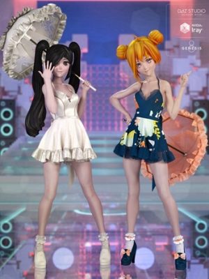 dForce Sweet Anime Outfit Textures-甜蜜的动漫服装纹理