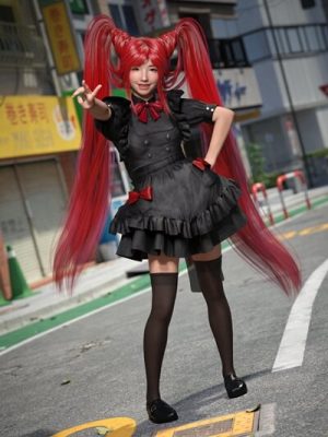 dForce KuJ Cute Maid Cafe Outfit for Genesis 9-可爱的女仆咖啡馆服装为起源9