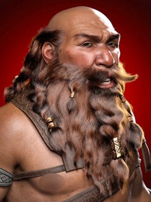 Dwarf Braided Hair and Beard for Genesis 9-矮人的辫子和胡子为创世纪9