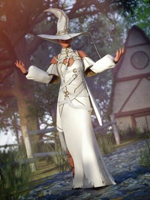dForce White Witch Outfit for Genesis 9-白色女巫套装为创世纪9