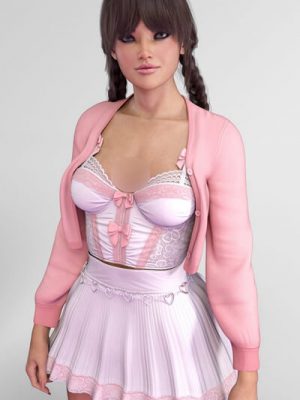 dForce X-Fashion Cute Princess Bows Outfit for Genesis 9-时尚可爱的公主弓服装的创世纪9